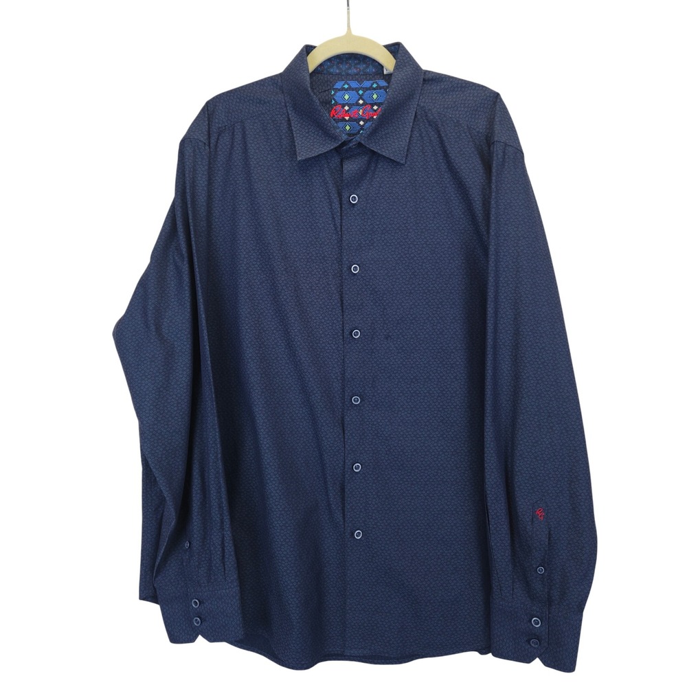Robert Graham Mens Navy Dainty Floral Long Sleeve Button Down‎ Shirt 2XL Preppy